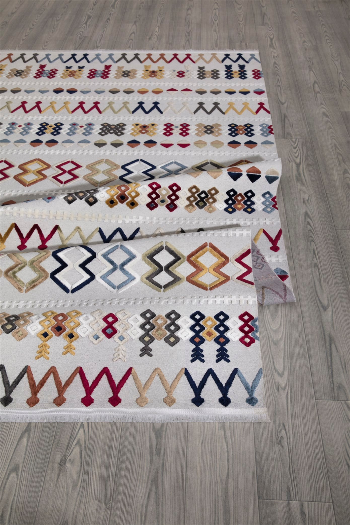 Kemik Viskon Altı Kaymaz Antibakteriyel Modern Desenli Halı-0043