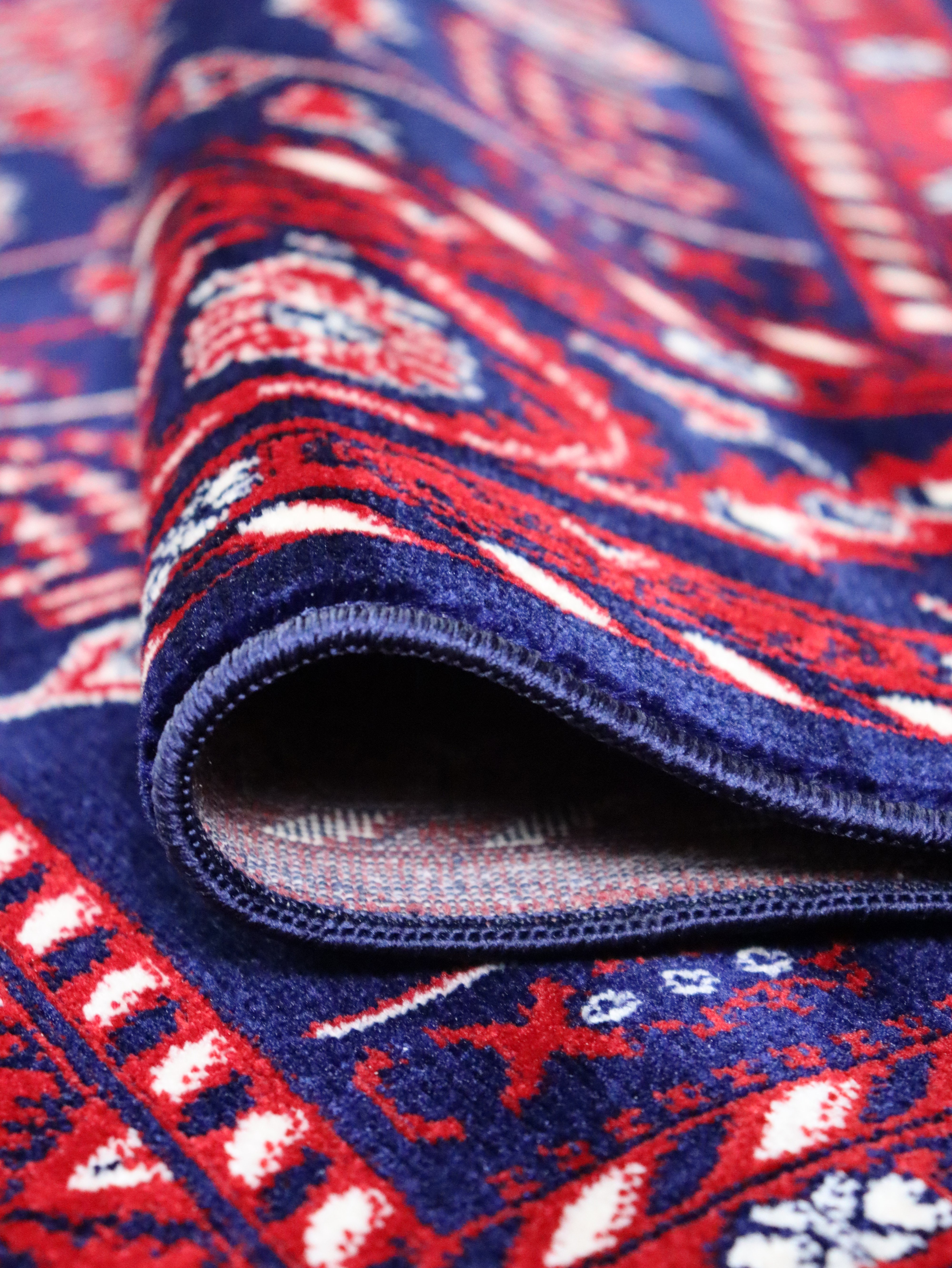 Kırmızı Afgan Tarzı Altı Kaymaz Yıkanabilir Şönil Kilim & Halı | SDF023