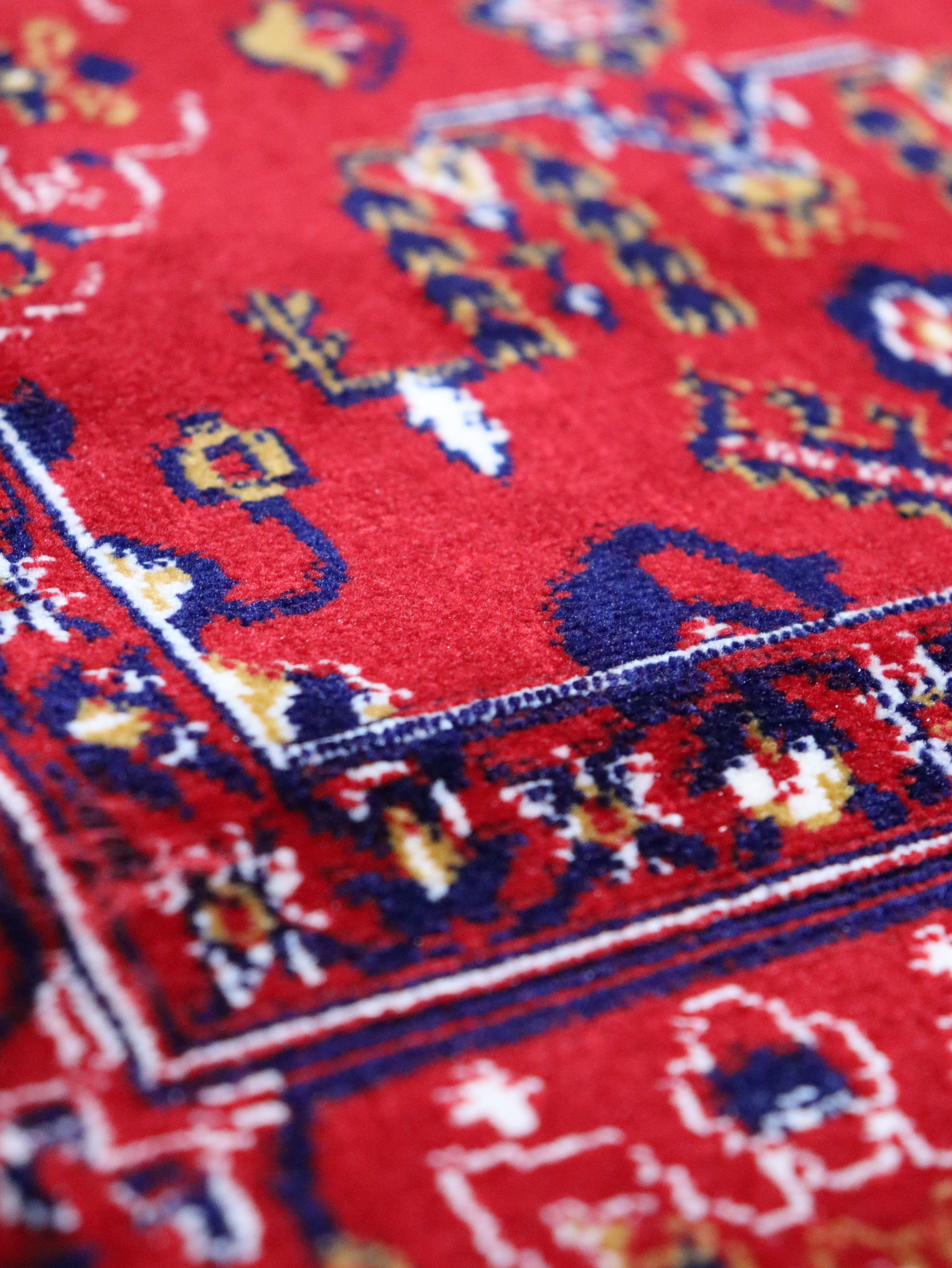 Kırmızı Afgan Tarzı Altı Kaymaz Yıkanabilir Şönil Kilim & Halı | SDF009