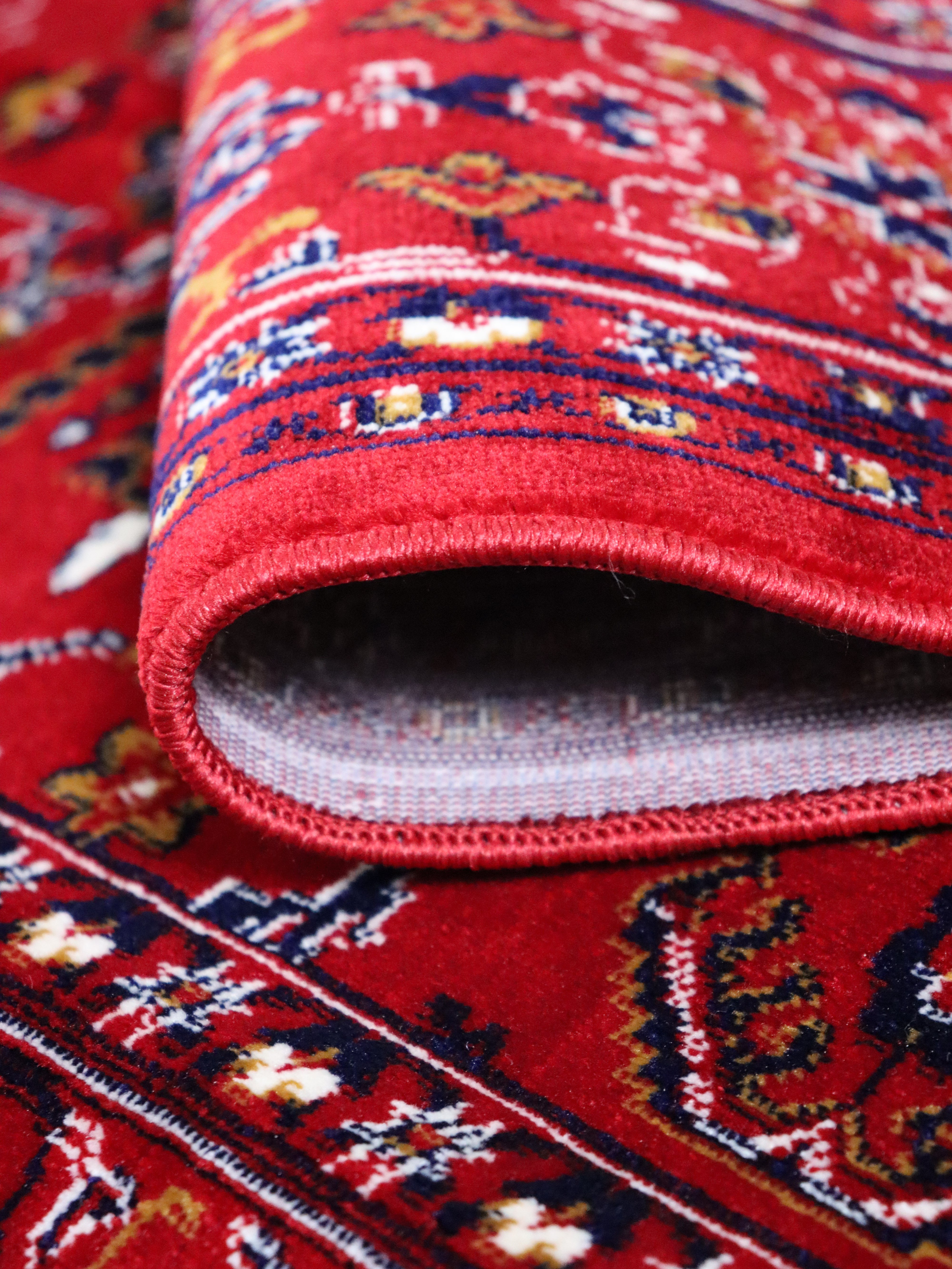 Kırmızı Afgan Tarzı Altı Kaymaz Yıkanabilir Şönil Kilim & Halı | SDF009