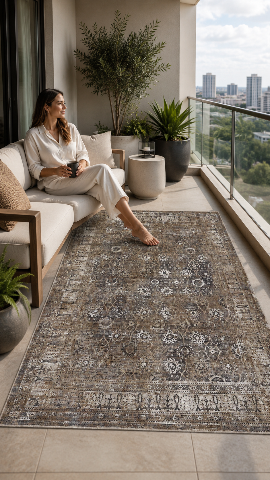 Lidya Toz Tutmaz Ve Tüylenmez Modern Halı - VİZON K.GRİ Y0745