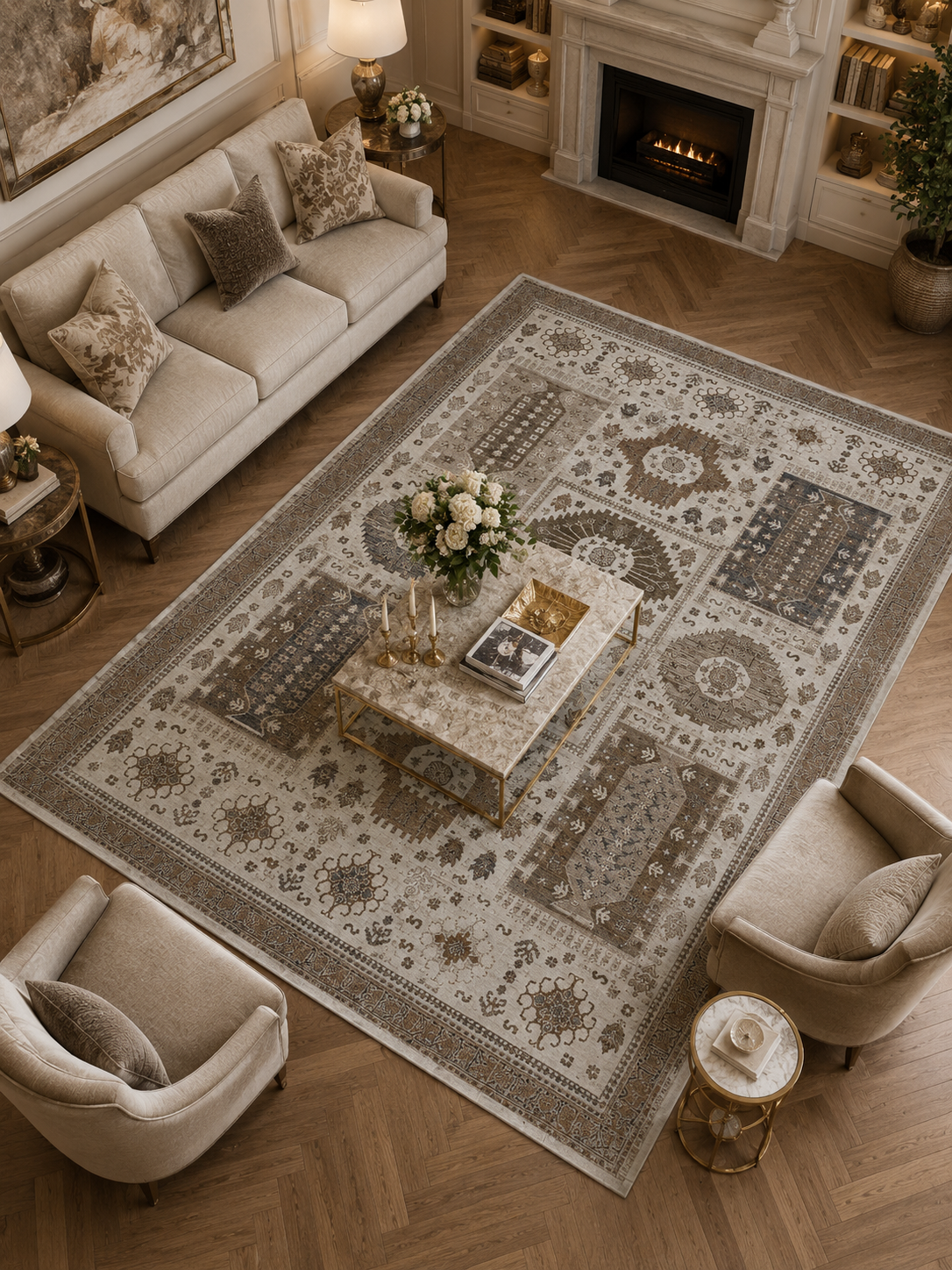 Lidya Toz Tutmaz Ve Tüylenmez Modern Halı - Krem Vizon Y0735