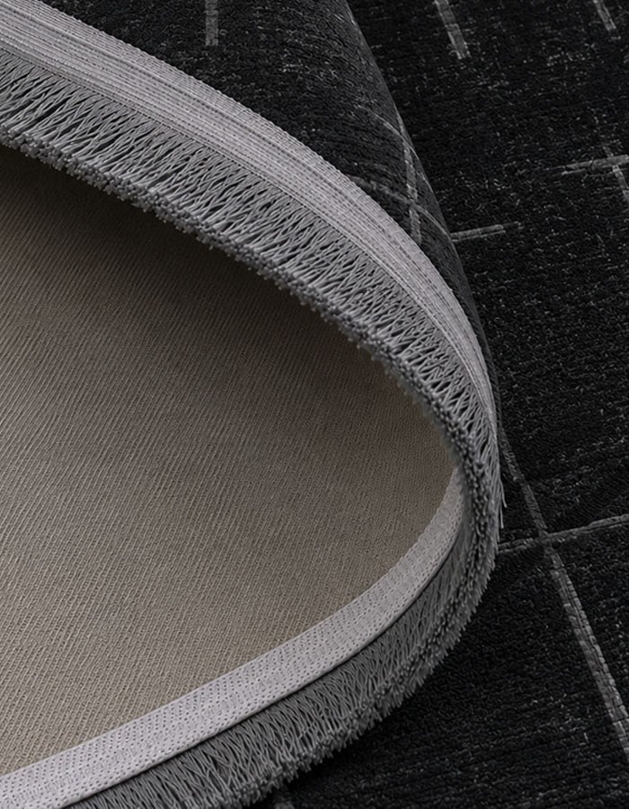 Lotus Bambu Model Altı Kaymaz Yuvarlak Makine Dokuma Halı Antrasitt