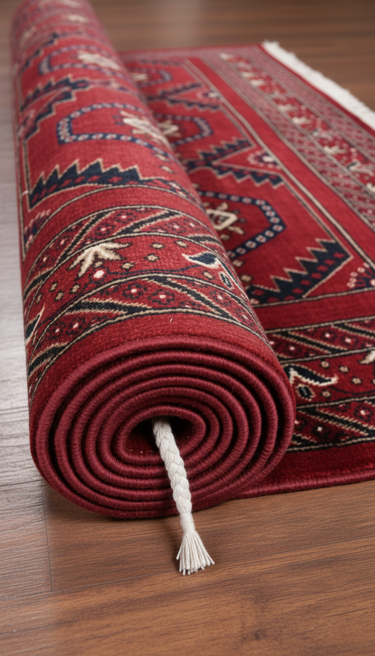 NAKIŞ Serisi Kırmızı Zeminli Geometrik Motifli Şık Salon Halısı | AF316 RED