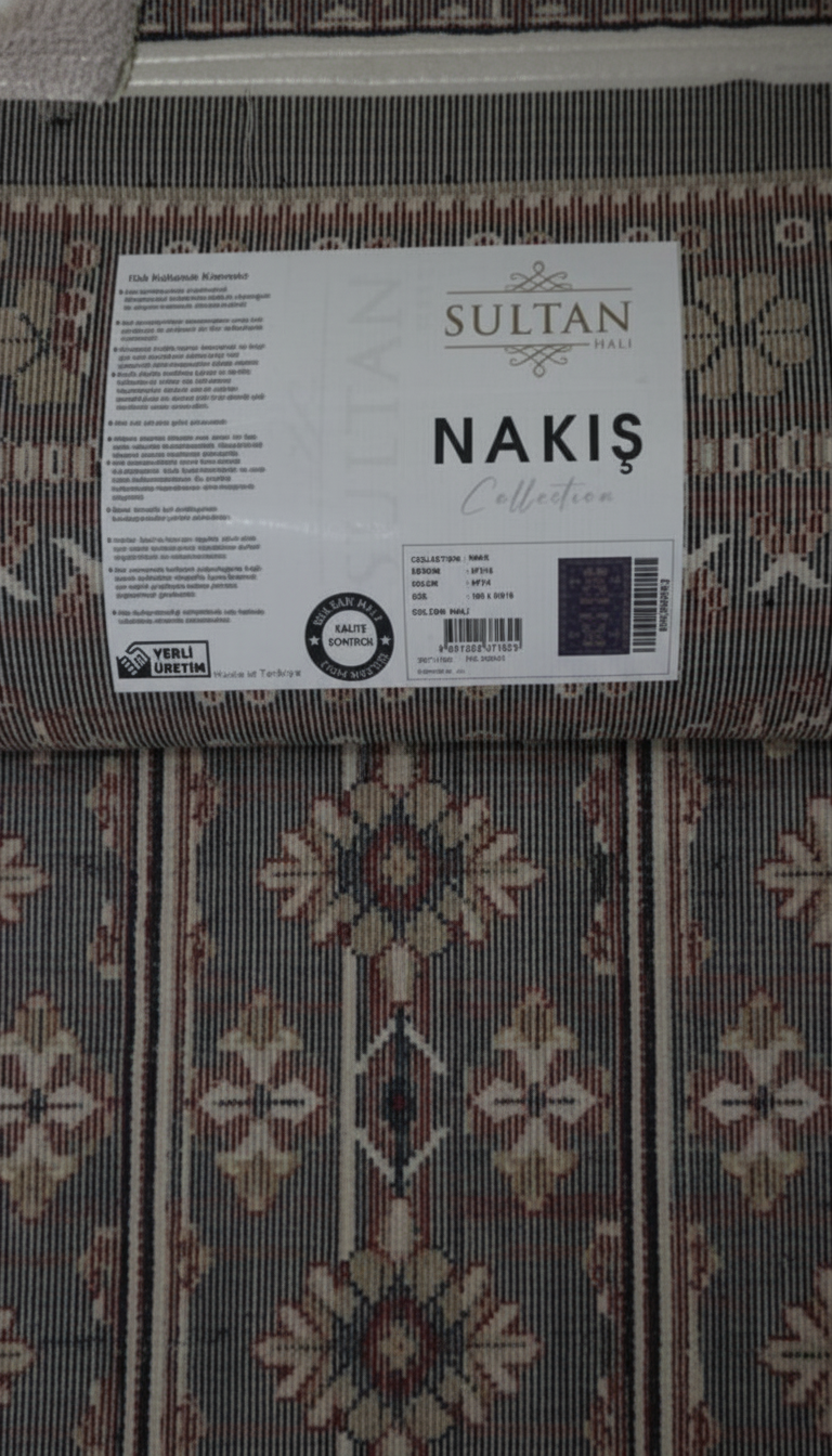 NAKIŞ Serisi Lacivert Kırmızı Etnik Motifli Şık Salon Halısı | AF314 NAVY