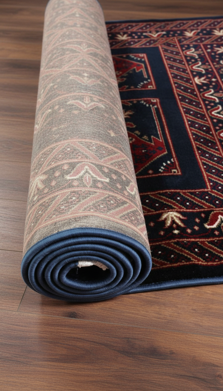 NAKIŞ Serisi Lacivert Kırmızı Geometrik Motifli Şık Salon Halısı | AF316 NAVY