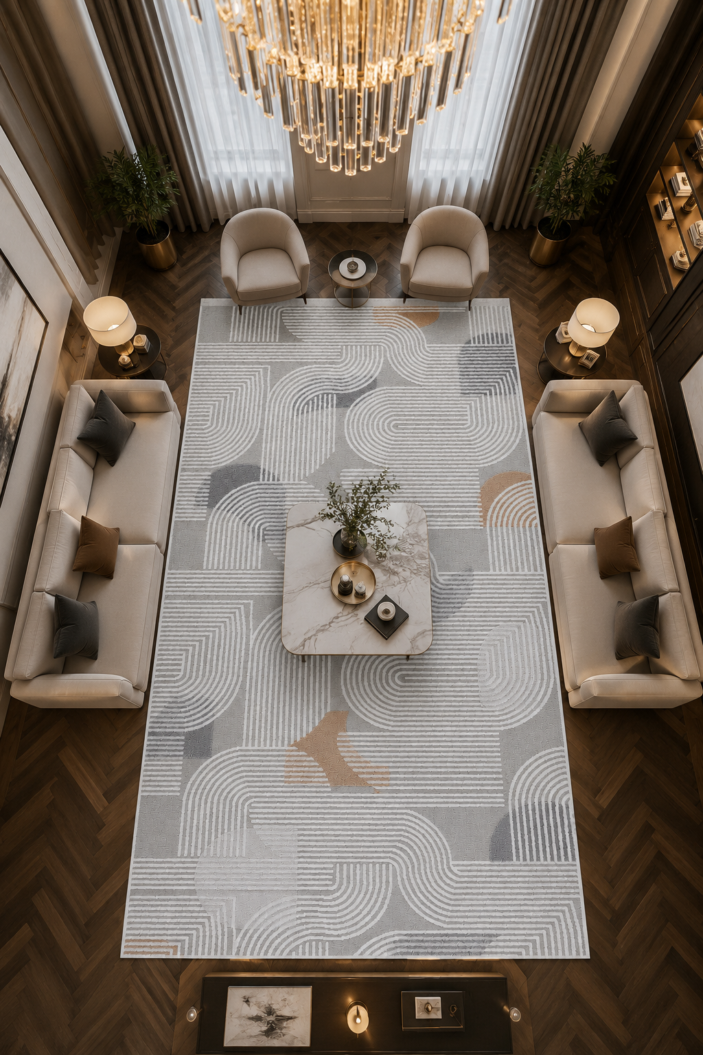 Siena Çizgili Şık Modern Halı SF367 GREY & VİZON