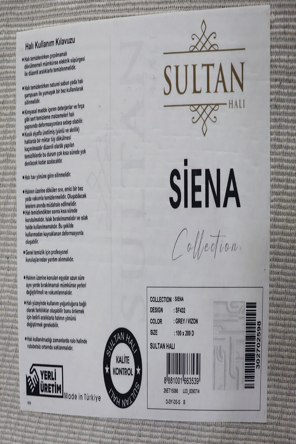 Siena Çizgili Şık Modern Halı SF432 GREY & VİZON