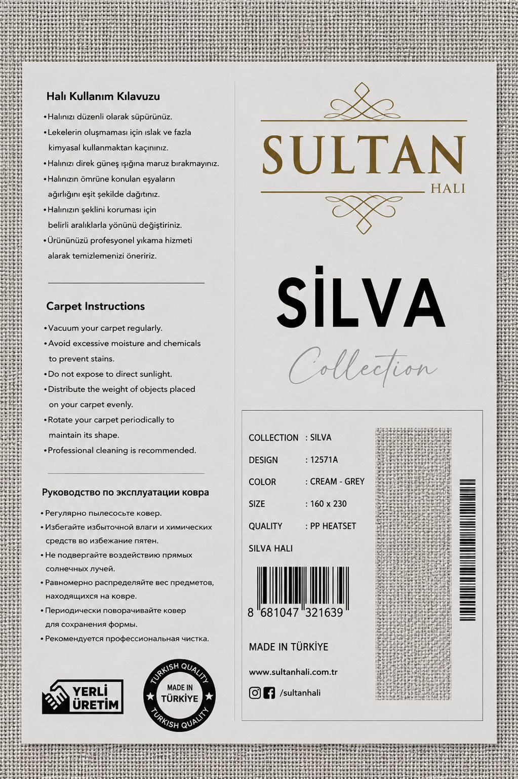 Silva Serisi Gri Vizon Antialerjik Toz Tutmaz Tüylenme Yapmaz Etnik Geometrik Desenli Modern Halı | LT525A