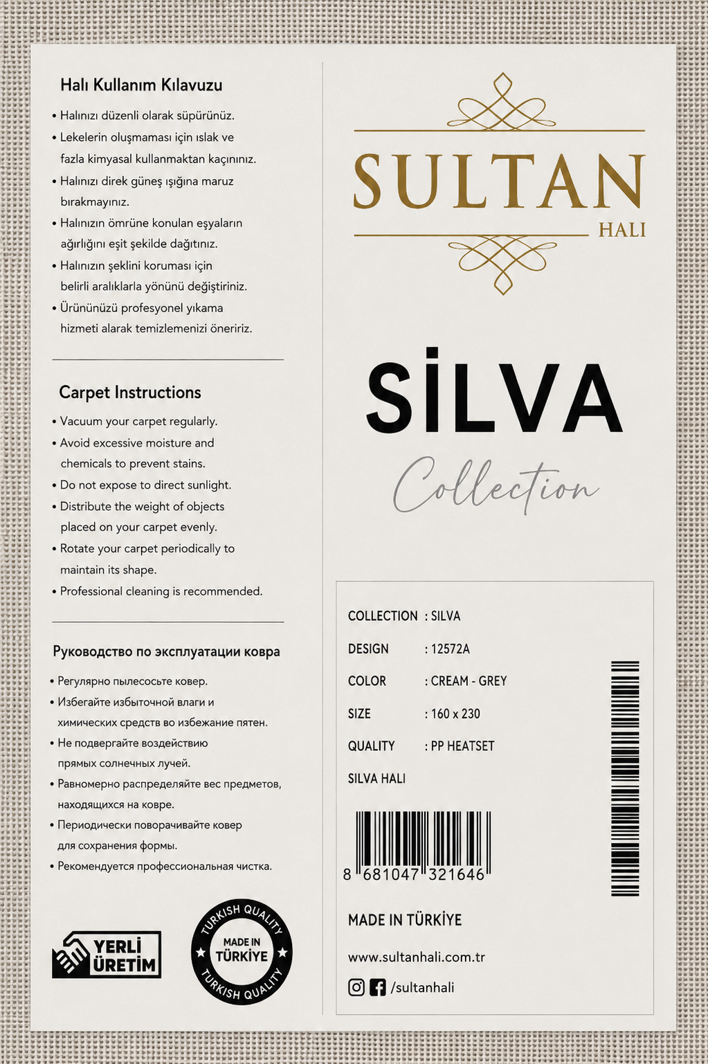 Silva Serisi Krem Vizon Antialerjik Toz Tutmaz Tüylenme Yapmaz Etnik Geometrik Desenli Modern Halı | LT510A