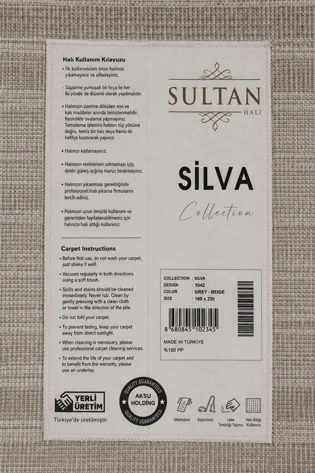 Silva Serisi Krem Vizon Antialerjik Toz Tutmaz Tüylenme Yapmaz Modern Çizgi Desenli Halı | LT505A