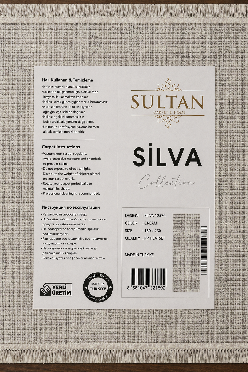 Silva Serisi Mavi Gold Antialerjik Toz Tutmaz Tüylenme Yapmaz Geometrik Desenli Modern Halı | LT535A
