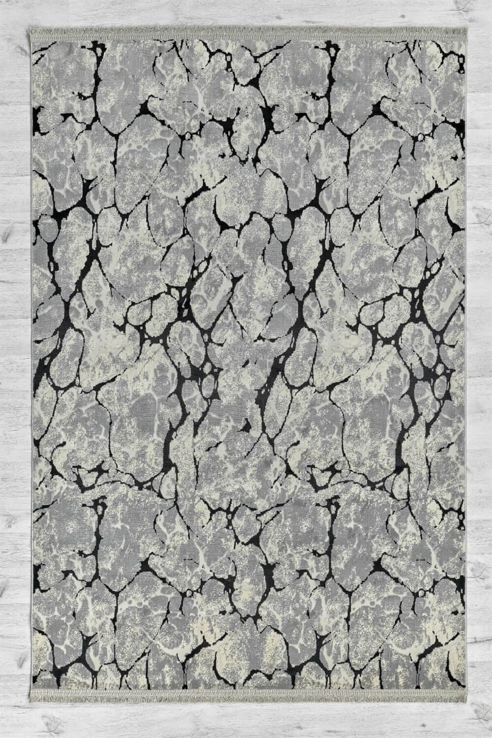 Siyah Mermer Desenli Altı Kaymaz Halı