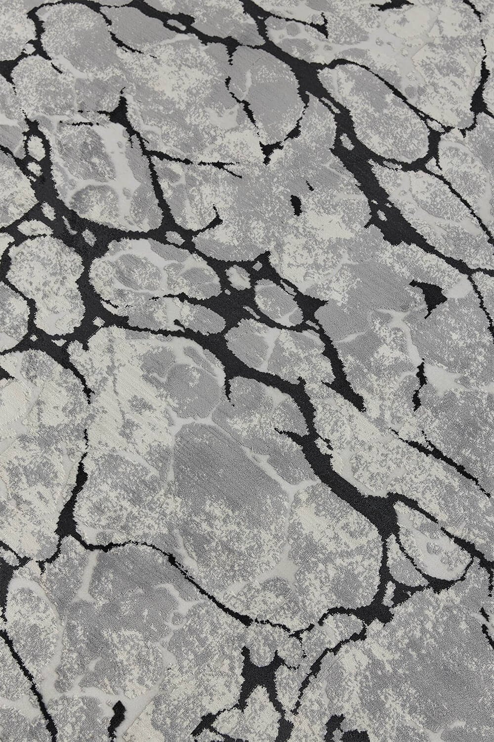 Siyah Mermer Desenli Altı Kaymaz Halı