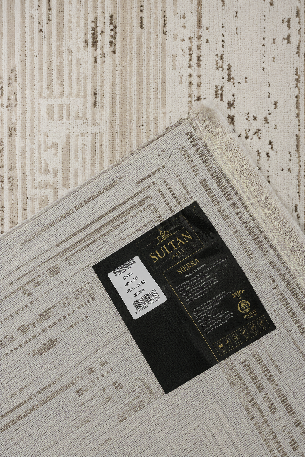 Sultan Serra Labirent Desen Krem Modern Akrilik Makine Dokuma Salon Halısı - 11308