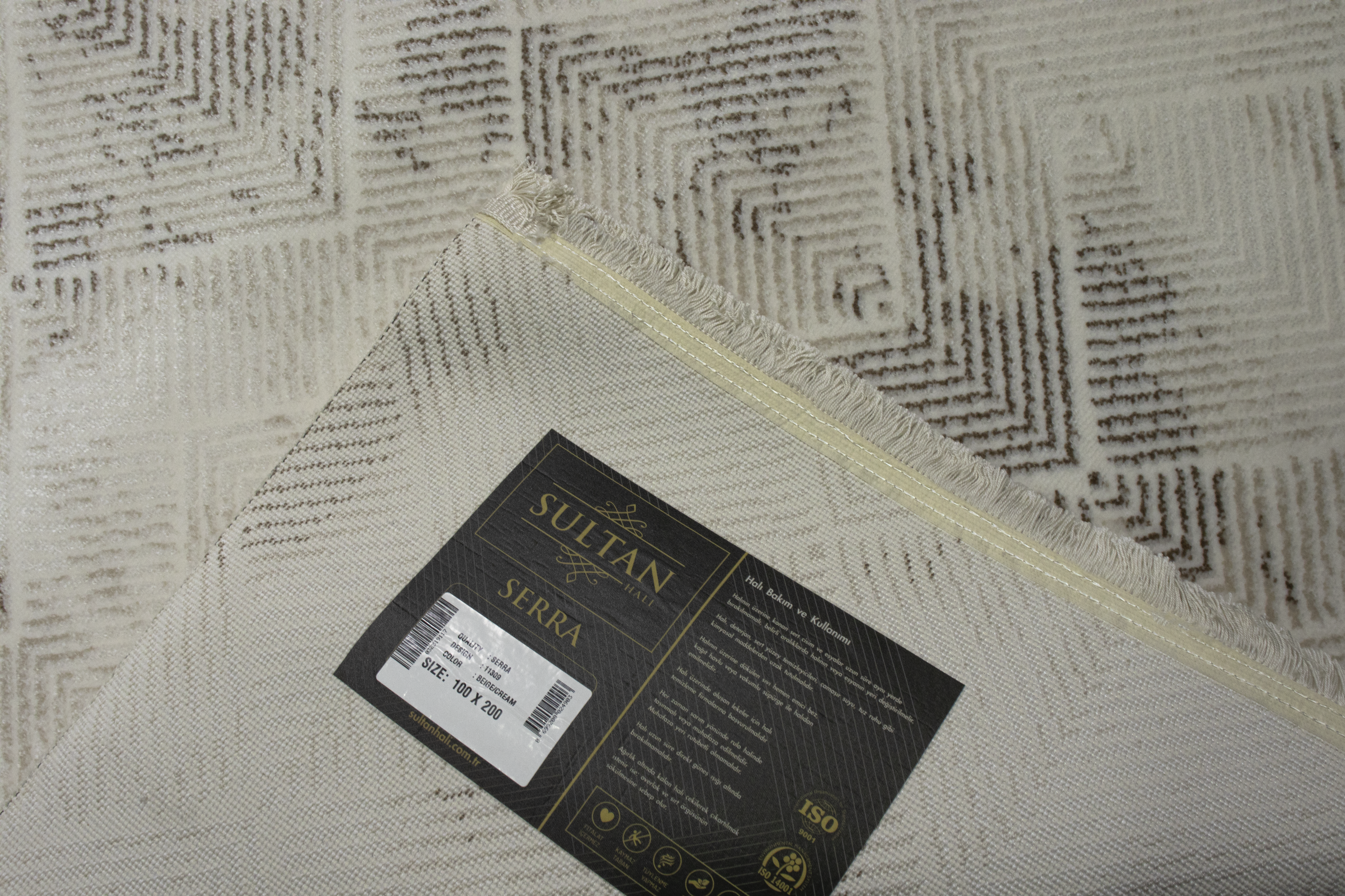 Sultan Serra Piramit Desen Krem Modern Akrilik Makine Dokuma Salon Halısı - 11309