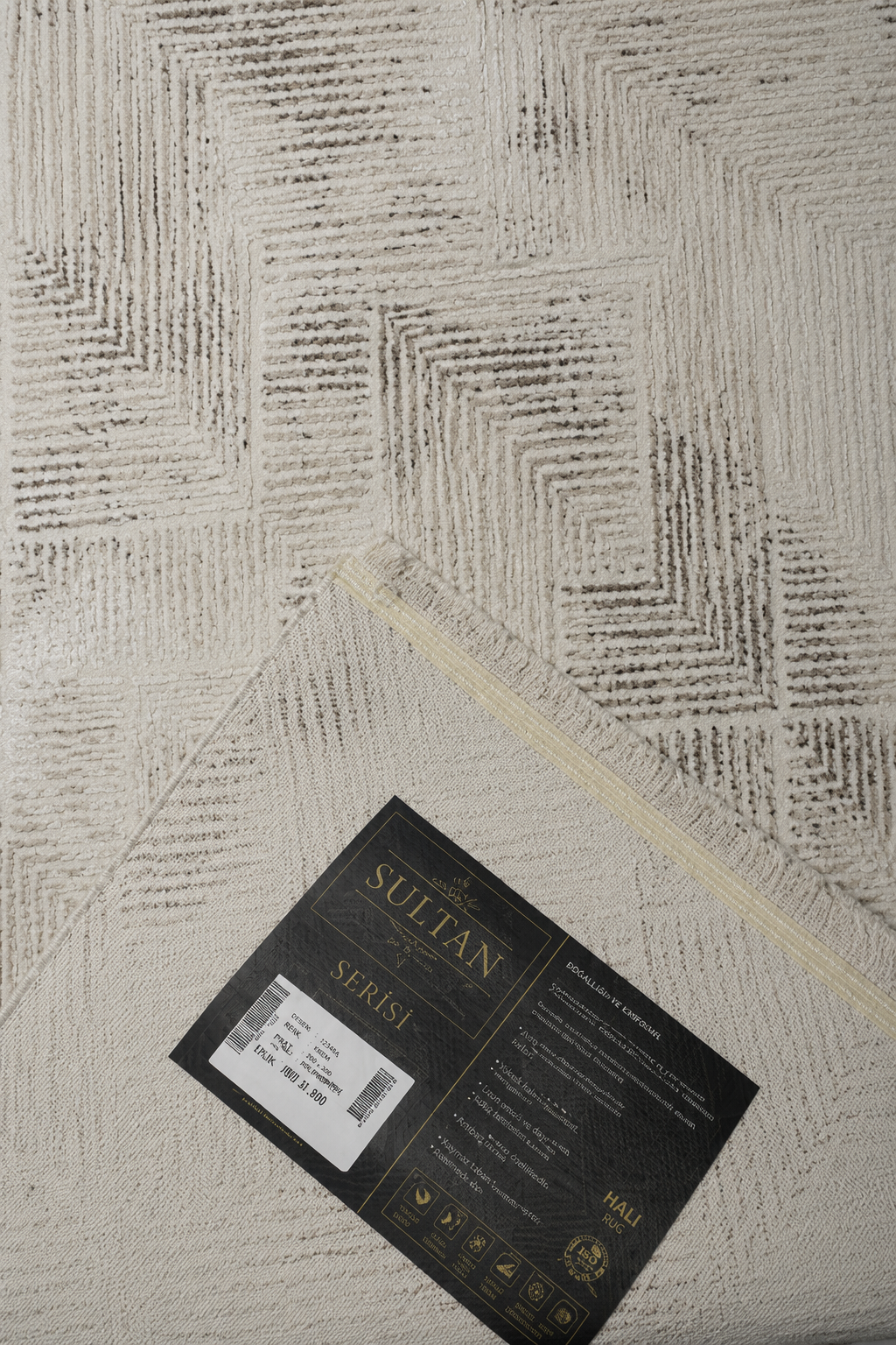 Sultan Serra Piramit Desen Krem Modern Akrilik Makine Dokuma Salon Halısı - 11309