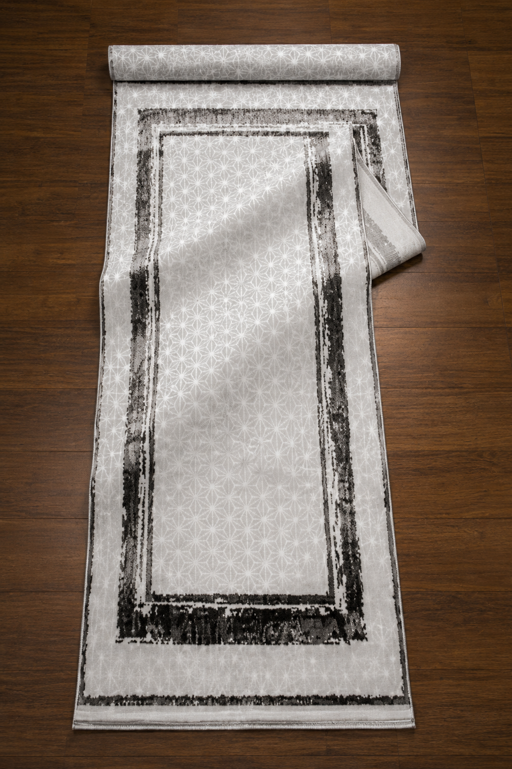 Sultan Zen Çerçeveli Desen Antrasit Modern Akrilik Makine Dokuma Salon Halısı - 6702