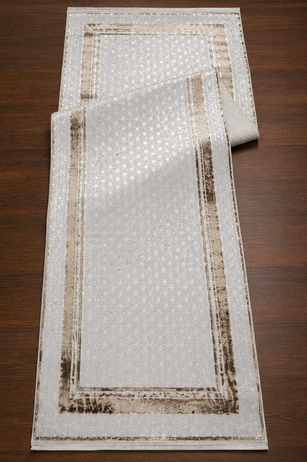 Sultan Zen Çerçeveli Desen Vizon Modern Akrilik Makine Dokuma Salon Halısı - 6601