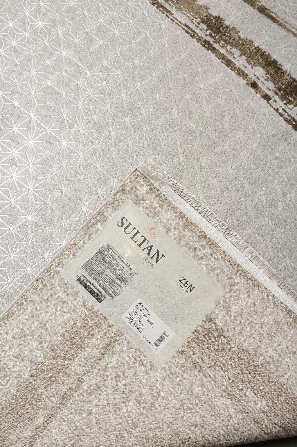 Sultan Zen Çerçeveli Desen Vizon Modern Akrilik Makine Dokuma Salon Halısı - 6601