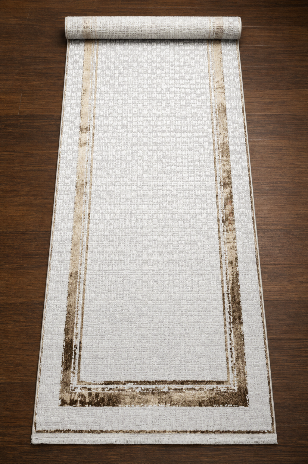 Sultan Zen Çerçeveli Desen Vizon Modern Akrilik Makine Dokuma Salon Halısı - 6601