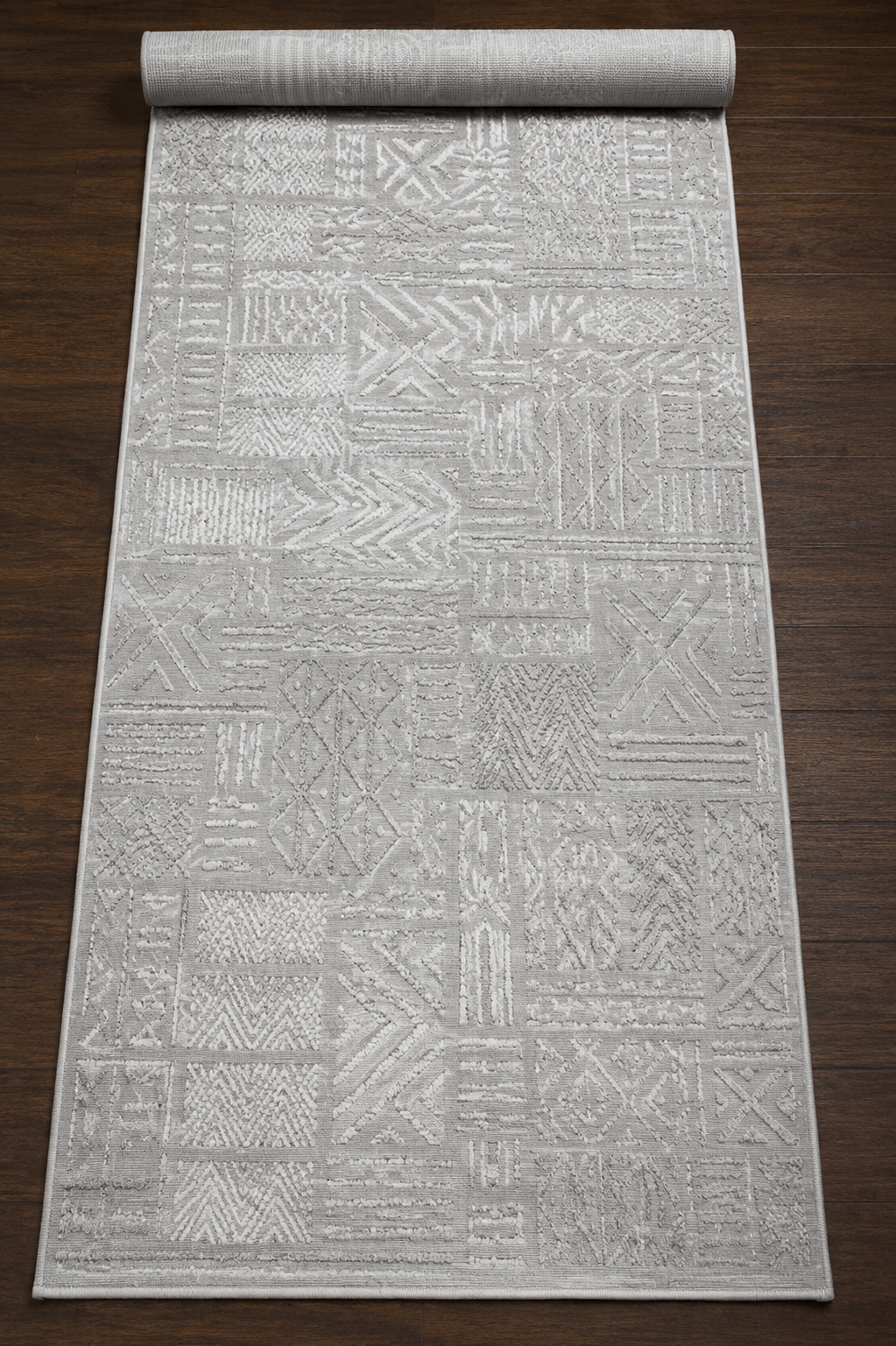 Sultan Zen Etnik Desen Gri Modern Akrilik Makine Dokuma Salon Halısı - 6709