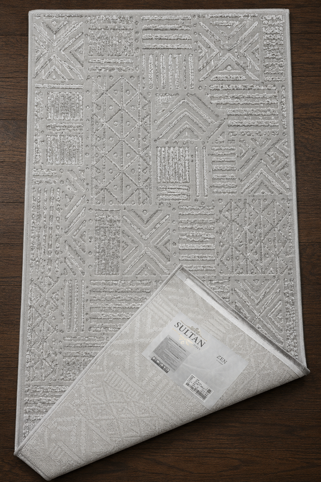Sultan Zen Etnik Desen Gri Modern Akrilik Makine Dokuma Salon Halısı - 6709