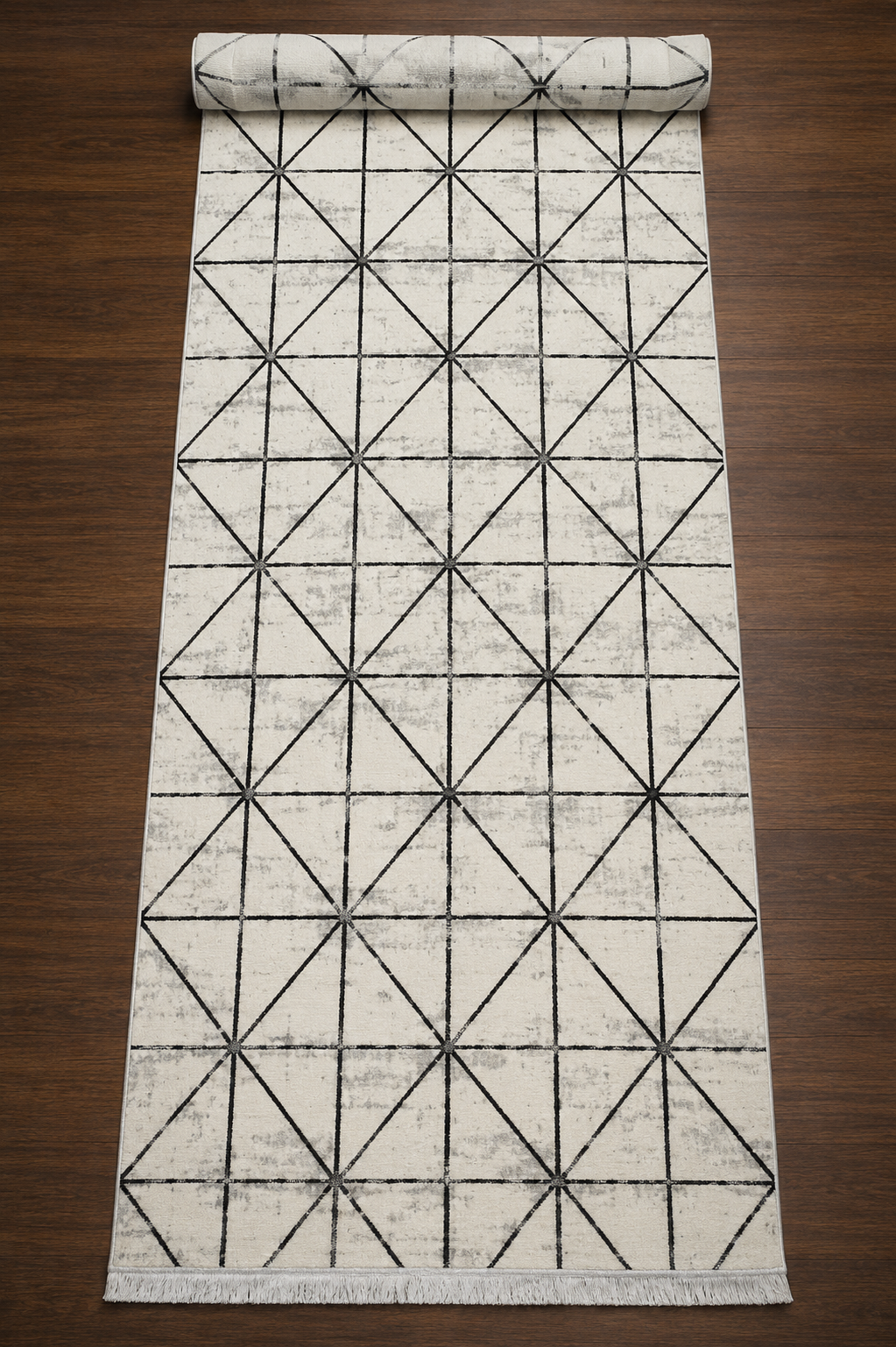 Sultan Zen Piramit Desen Krem Modern Akrilik Makine Dokuma Salon Halısı - 6422