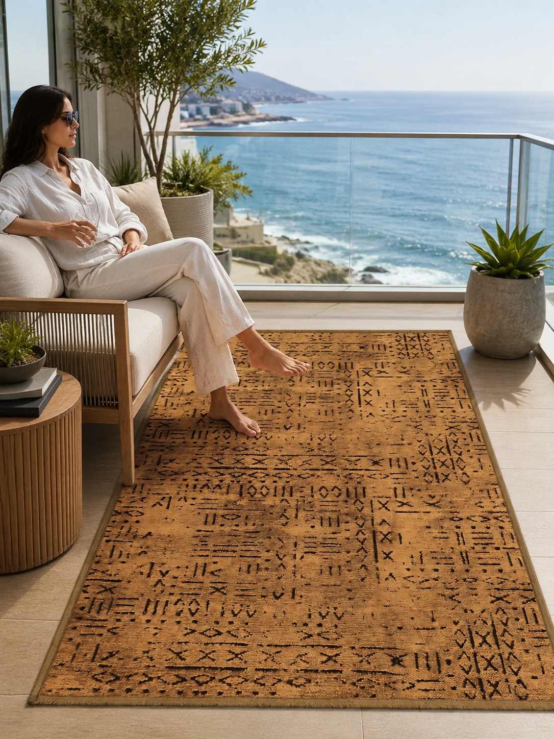 Vadi Şönil Çiğ Ombra Rengi Modern Makine Dokuma Halı-8013