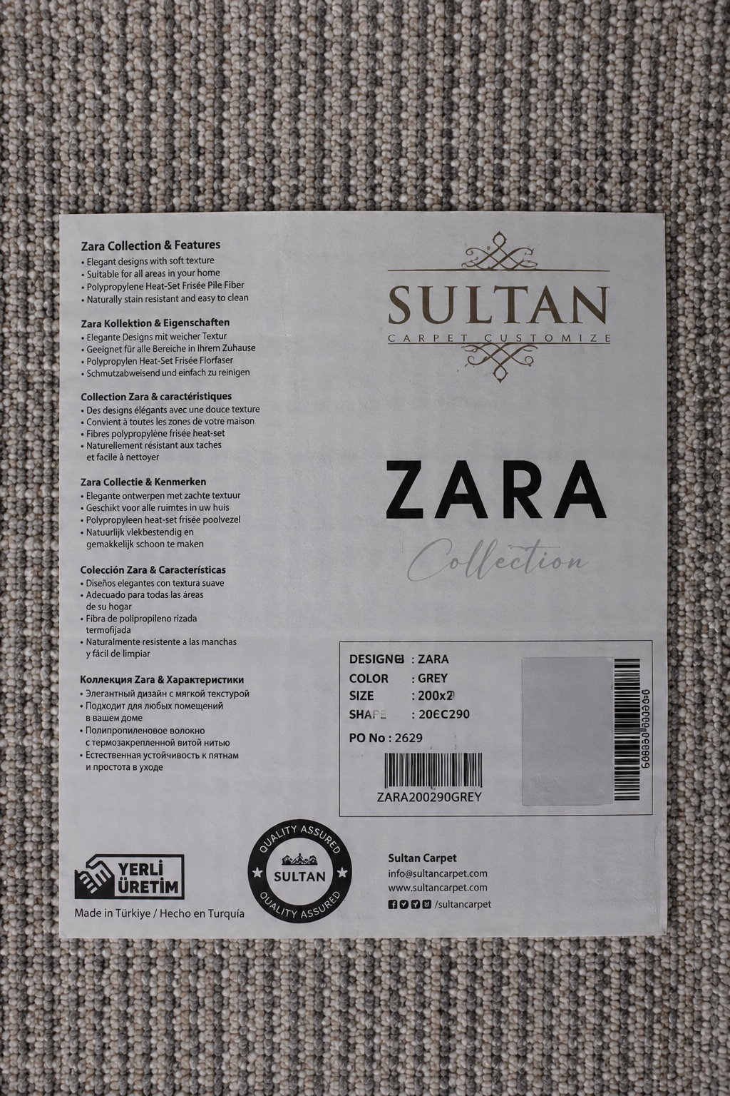 ZARA Serisi Açık Gri Çizgili Modern Dekoratif Halı | GF723