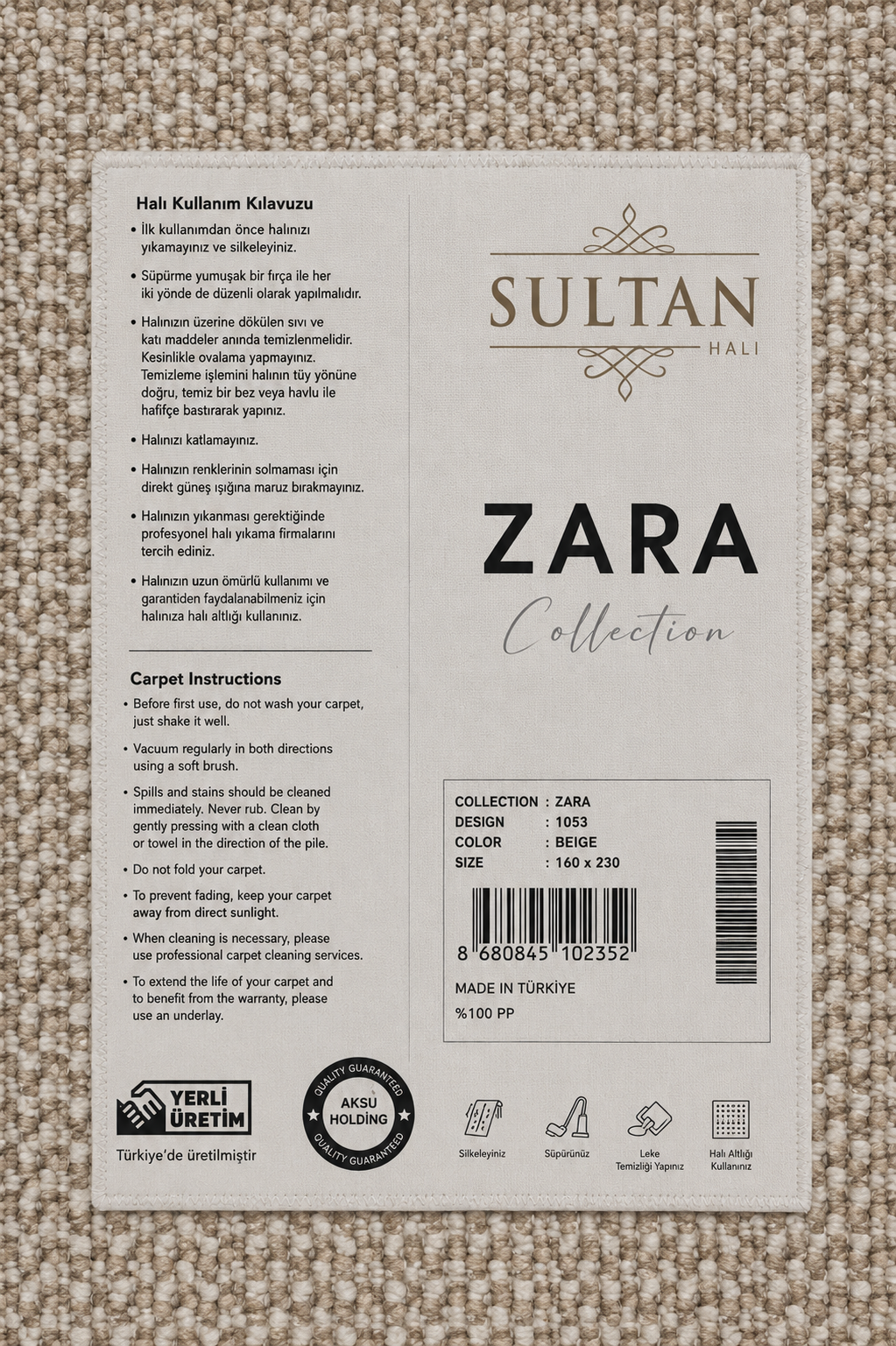 ZARA Serisi Krem Kabartma Desenli Modern Dekoratif Halı | GF726