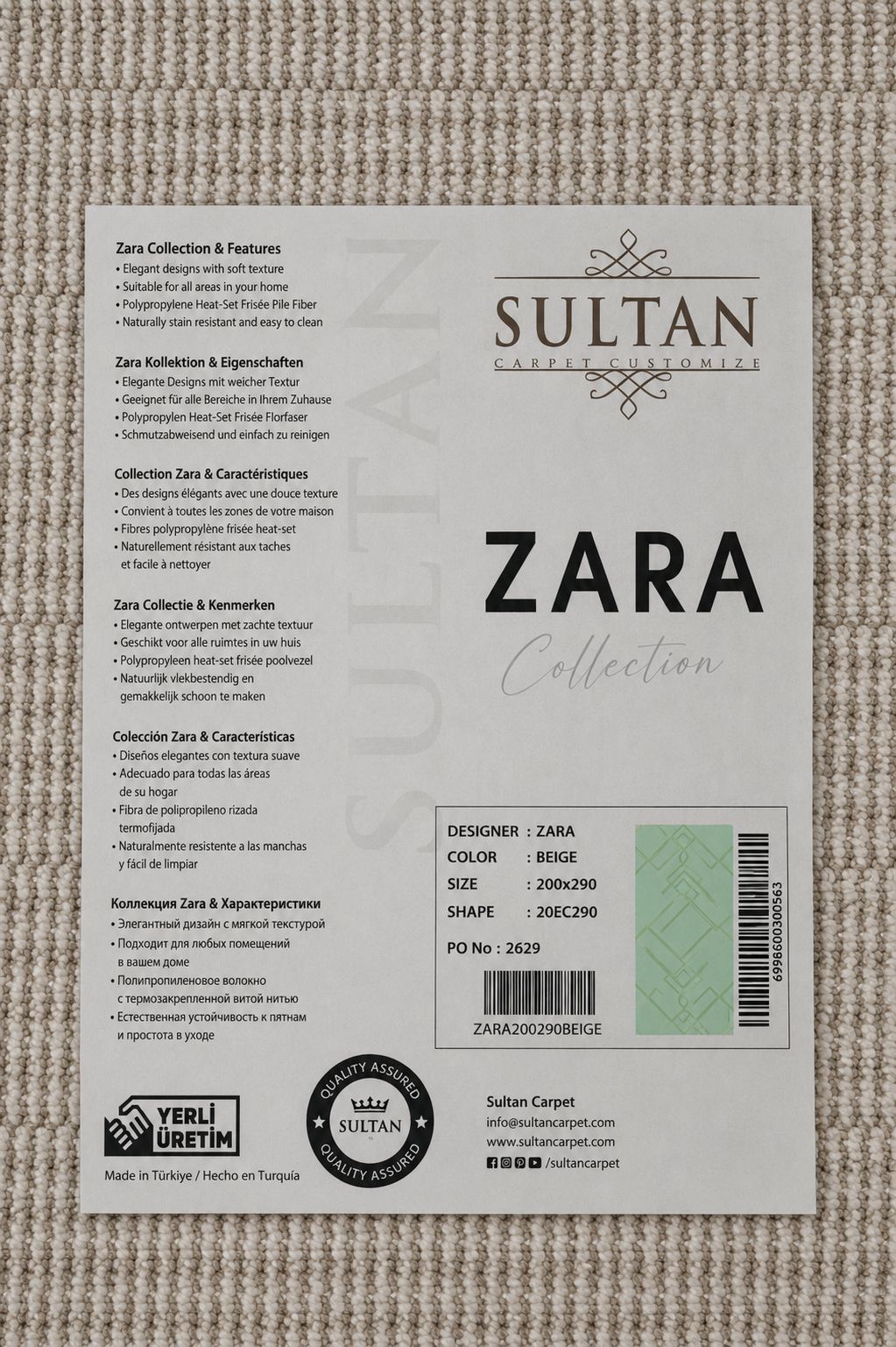 ZARA Serisi Krem Vizon Geometrik Desenli Modern Halı | GF711