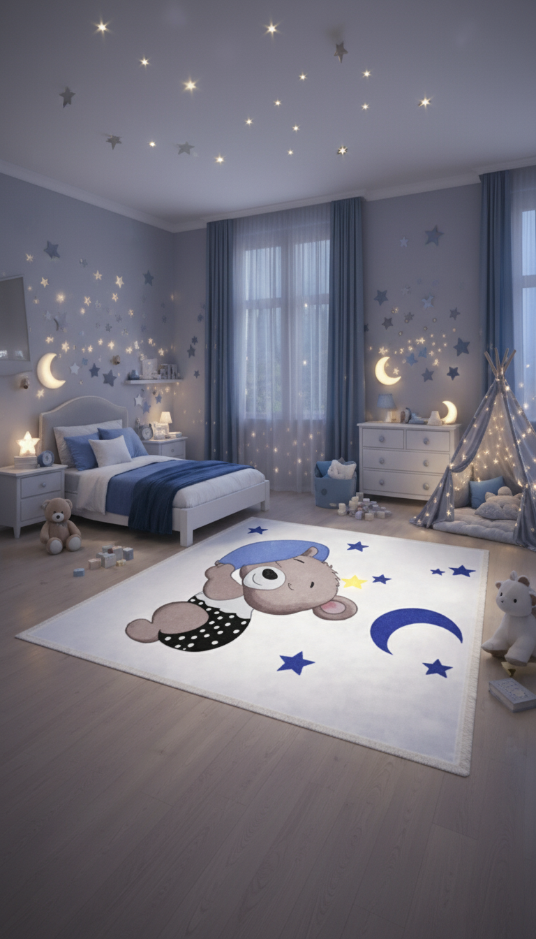 Zerda Gece Masalı Ayıcıklı Çocuk Odası Halı