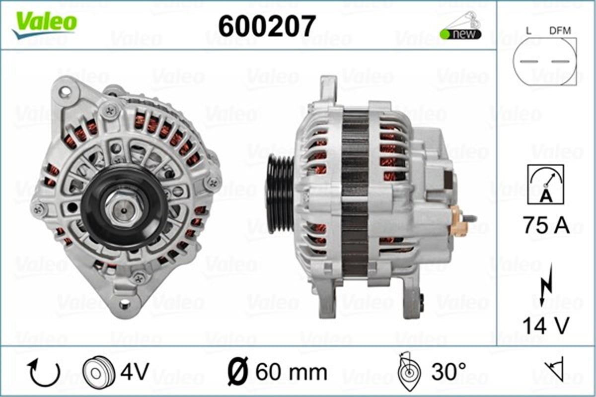 ACCENTALTERNATÖR HYUNDAI ACCENT 1.5 95-98 VALEO 600207VALEOVALEO 600207