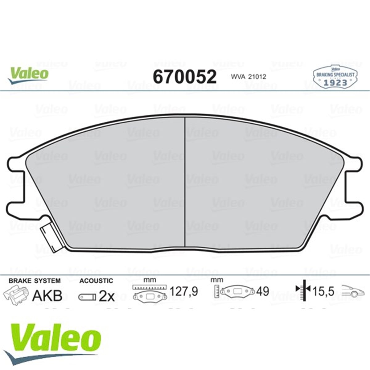 ACCENTÖN BALATA ACCENT II 1.3-1.5 01.00-11.05 CRDI GETZ 09.02-06.09 VALEO 670052VALEOVALEO 670052