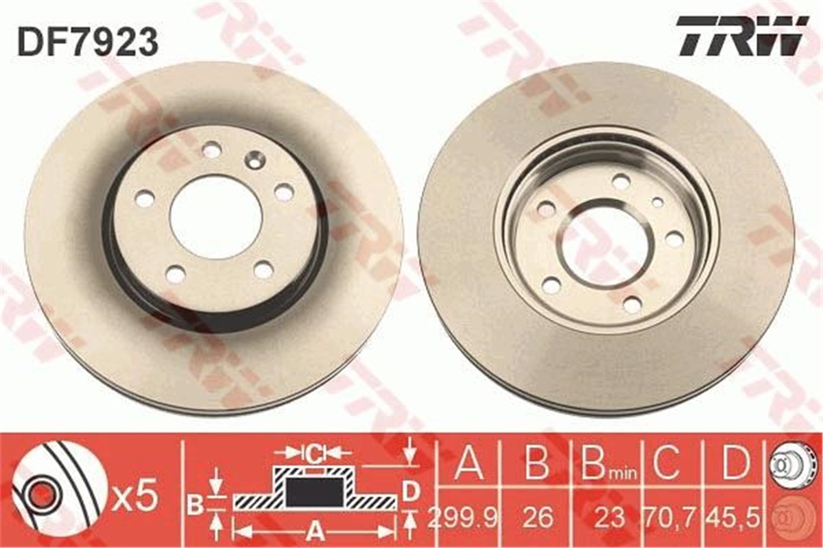 ASTRAFREN DİSKİ ÖN ADET 16 INCH 300MM 569076 OPEL ASTRA J ZAFİRA C 10- 10- TRW TRW DF7923TRWTRW DF7923