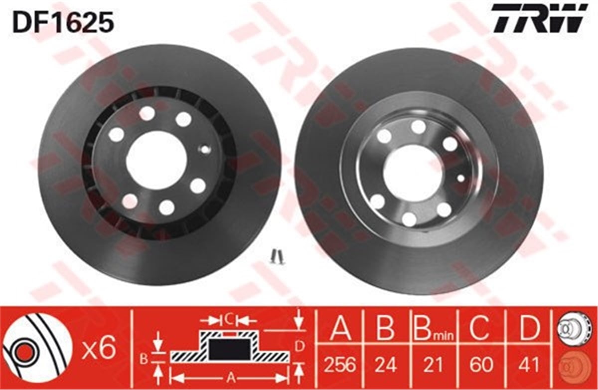 ASTRAFREN DİSKİ ÖN TAKIM 569001 OPEL ASTRA F VECTRA A VECTRA B 93-01 1.4-1.6-1.8 TRW TRW DF1625TRWTRW DF1625