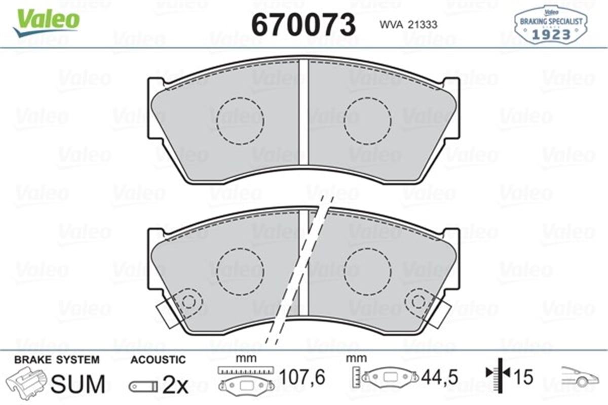 CHEVROLETÖN BALATA CHEVROLET GEO METRO VALEO 670073VALEOVALEO 670073