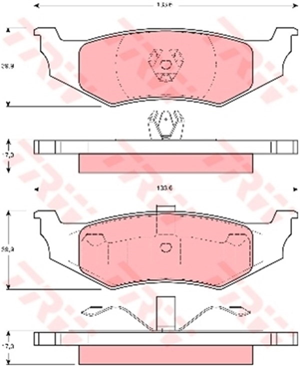 CHRYSLERARKA BALATA K.Ç TİP CHRYSLER 300M 2.7 3.5 98-04 VOYAGER 95-01 STRATUS 95-99 CONCORDE TRW GDB1234TRWTRW GDB1234