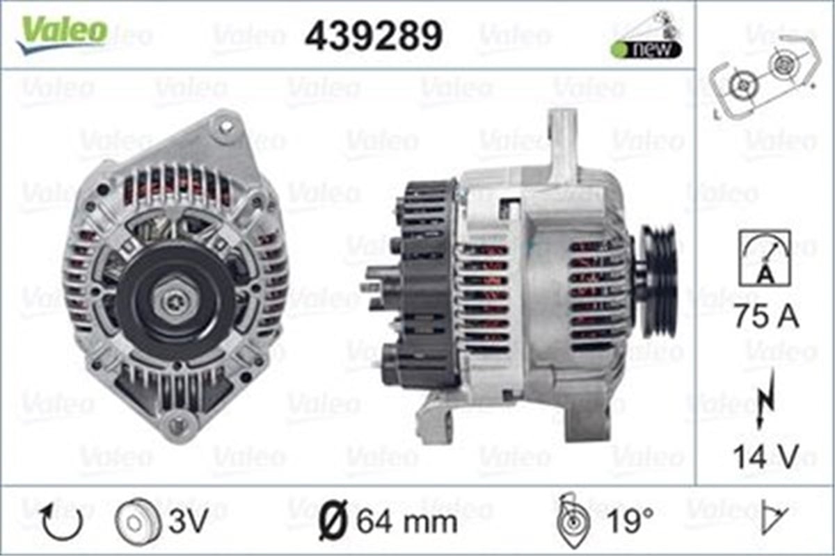 CLIOALTERNATÖR A13VI266 RENAULTMEGANE CLIO K7M E1J MOT. VALEO 439289VALEOVALEO 439289