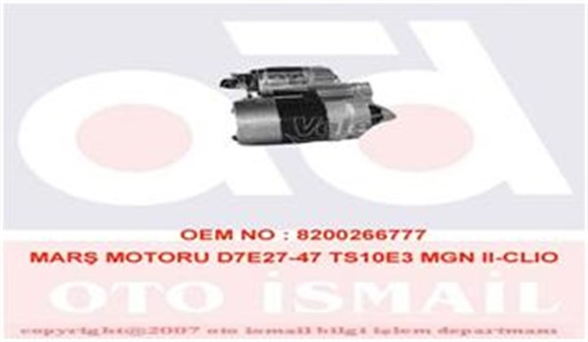 CLIOMARŞ MOTORU D7E27-47 TS10E3 MEGANE II-CLIO II-KANGOO-LGN II-LOGAN-SCENIC II 1.4-1.6 16V VALEO 438163VALEOVALEO 438163