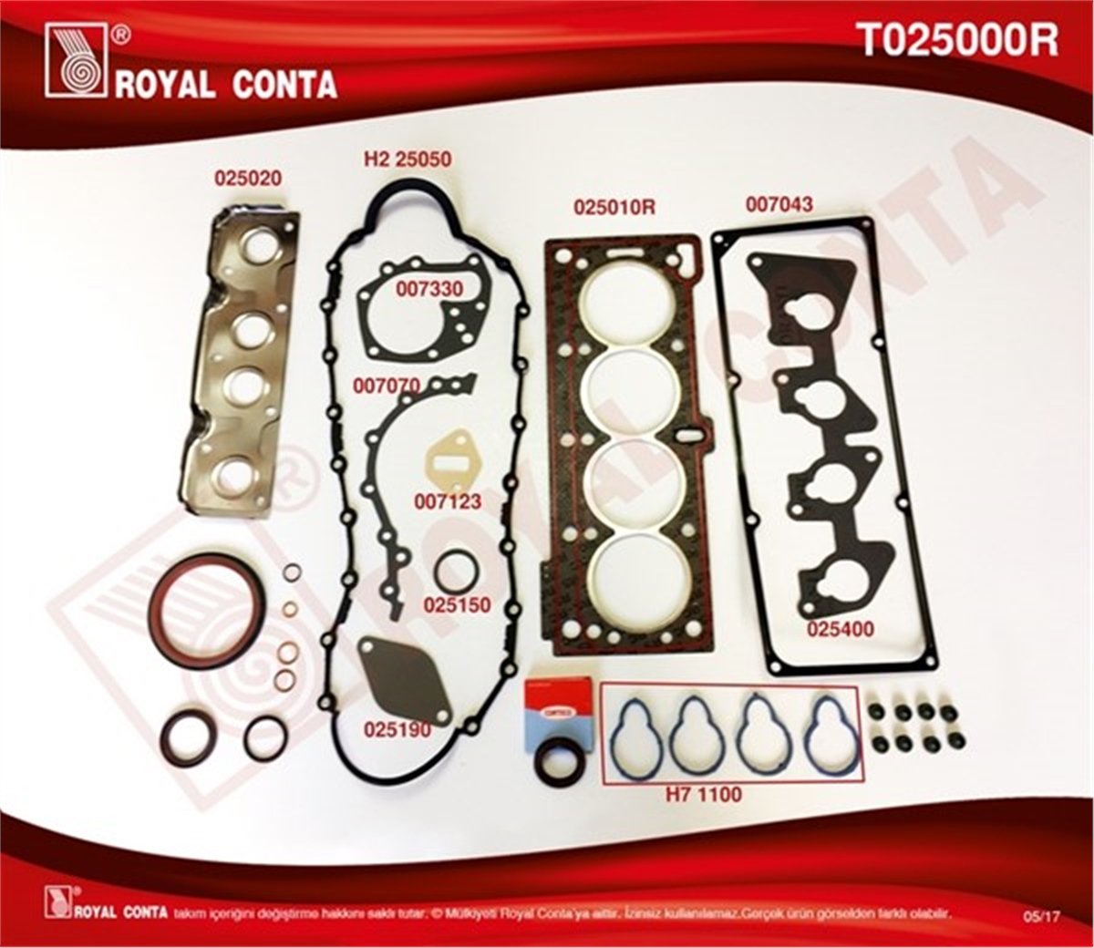 CLIOMOTOR TAKIM CONTA KEÇELİ-LASTİKLİ R19 1.6 İE-CLIO-MEGANE K7J-K7M ROYAL T025000RROYALROYAL T025000R