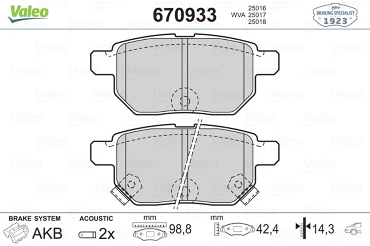 COROLLAARKA BALATA AURIS-COROLLA 1.4-1.6 VVTI 07-10 1.4D-4D-1.6 13 YARIS 1.0 VVTİ 06 1.8 VVTİ 07 VALEO 670933VALEOVALEO 670933