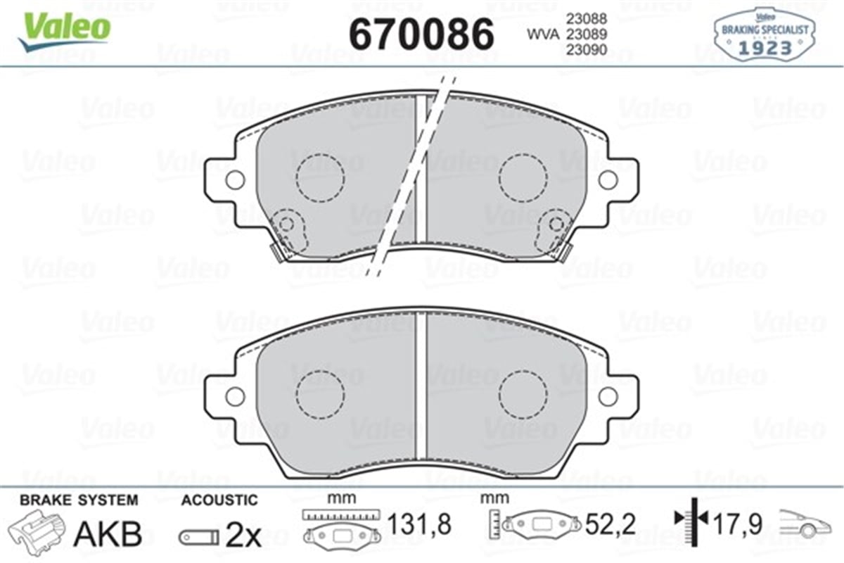 COROLLAÖN BALATA COROLLA 97-02 VALEO 670086VALEOVALEO 670086