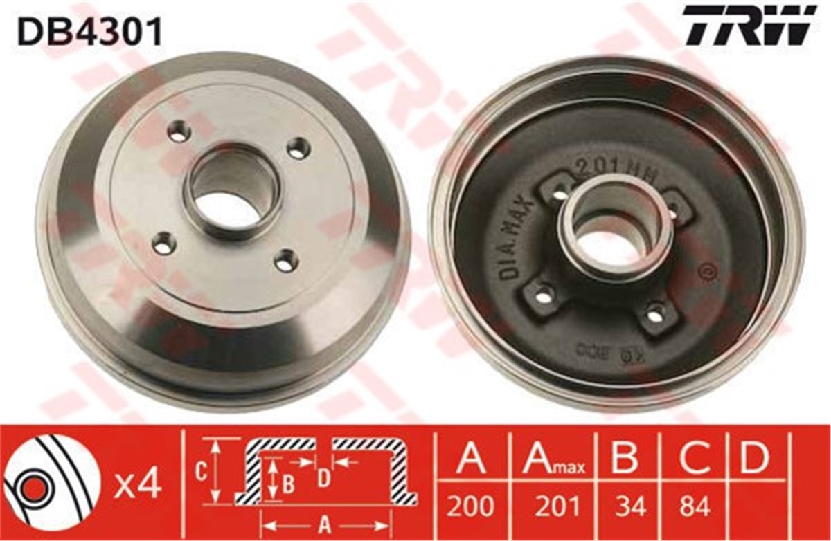 CORSAARKA KAMPANA CORSA C 1.0-1.2 00 ABS SİZ TRW DB4301TRWTRW DB4301
