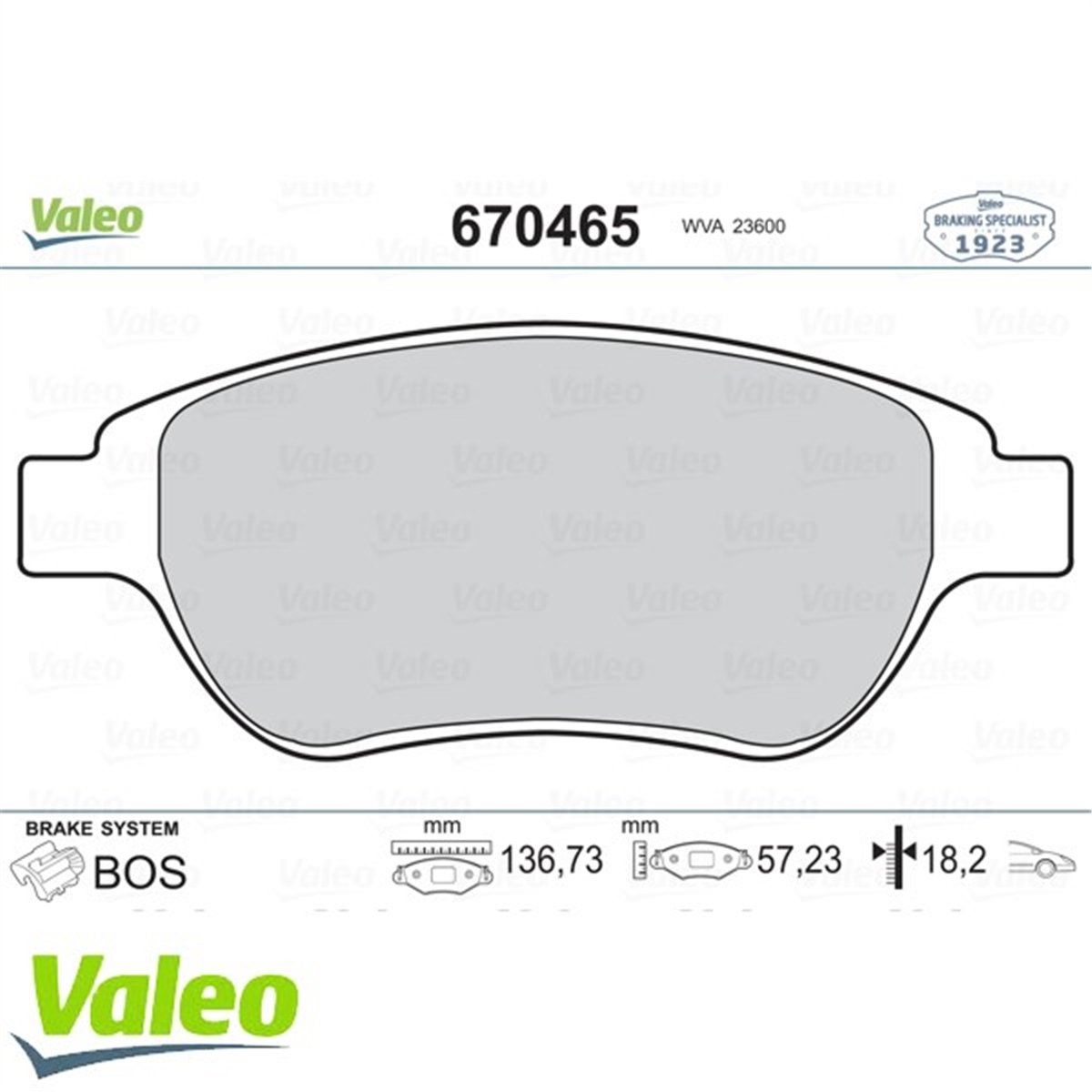 DOBLOÖN BALATA P207 02-06 P307 08-00 DOBLO 01 PART 04-03 BERLINGO 10-00 C3 03-02 C4 11-04 XSARA 00 VALEO 670465VALEOVALEO 670465