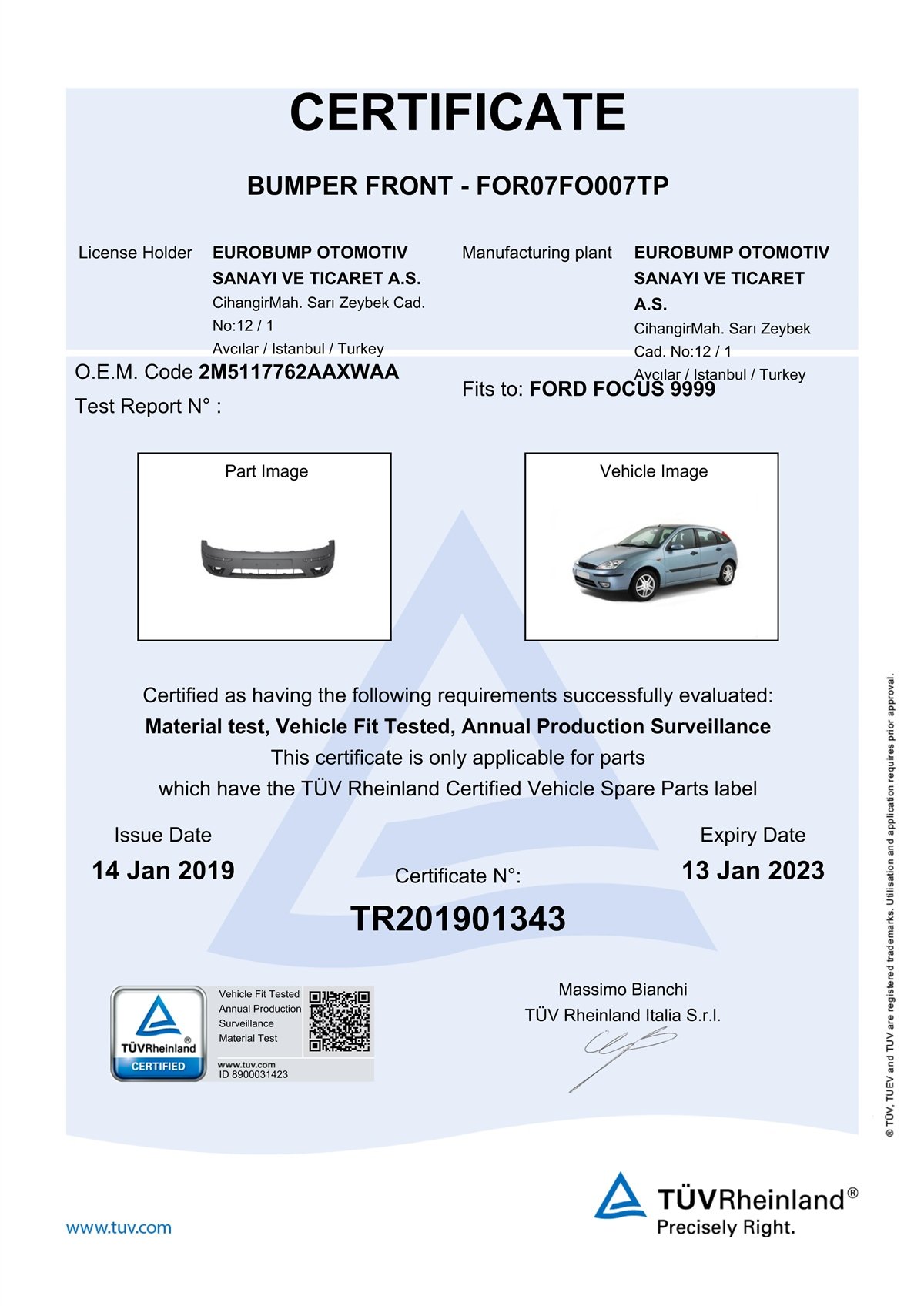 FOCUSFORD FOCUS ÖN TAMPON AST.01-05/TÜV 2M5117762AAXWAADE-GAFOR07FO007TP