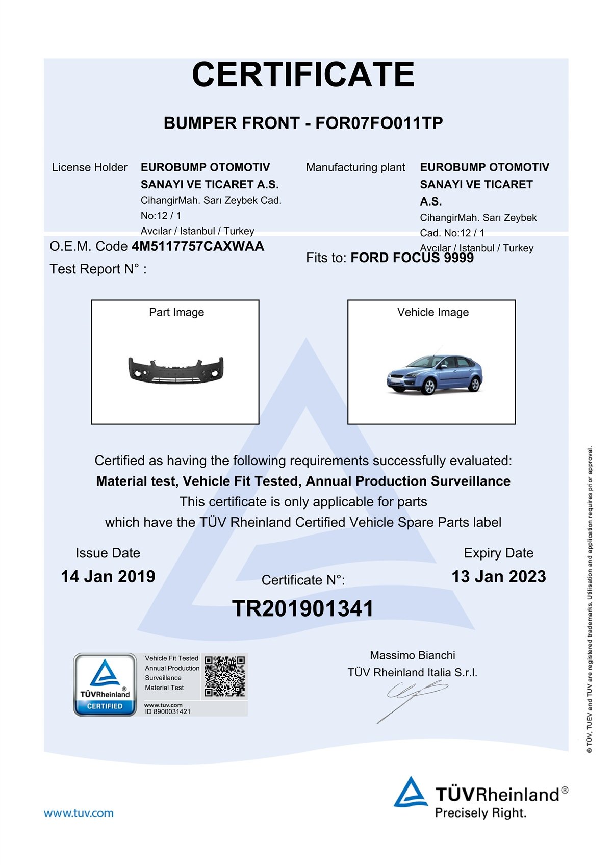 FOCUSFORD FOCUS ÖN TAMPON AST.05-/TÜV 4M5117757CAXWAADE-GAFOR07FO011TP
