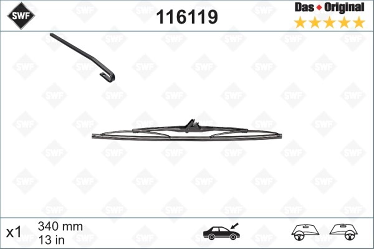 GOLFSİLECEK SÜPÜRGESİ ARKA GOLF3-GOLF4 340 MM VALEO 116119VALEOVALEO 116119