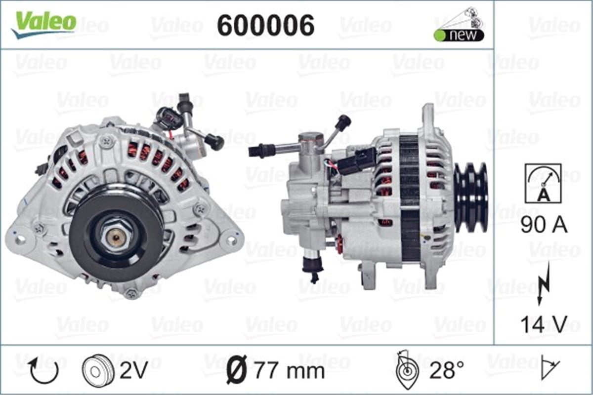 HYUNDAIALTERNATÖR HYUNDAI GALLOPER VALEO 600006VALEOVALEO 600006